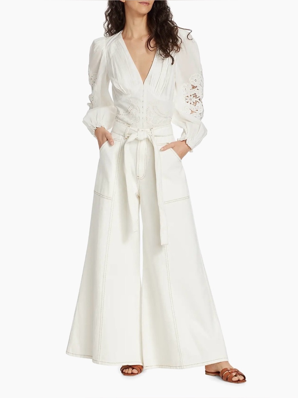 Farm Rio Wide-Leg Twill Pants